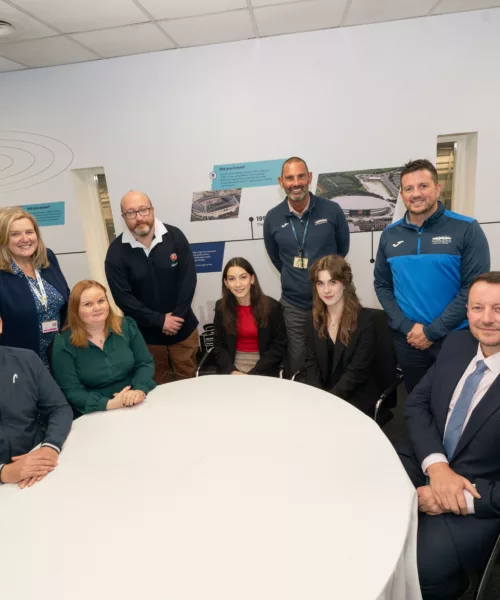 Image of 4795Students’ Horwich through the ages project transformed into giant mural for Bolton Arena Sports Village project
